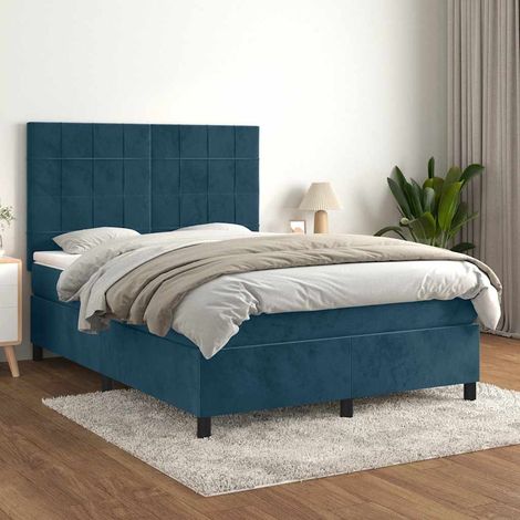 Boxspringbett mit Matratze Dunkelblau 140x200 cm Samt (1/5)