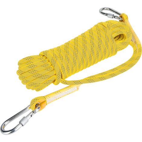 Corde d'escalade extérieure 10mm de diamètre, corde de sécurité survie jaune 50 mètres (1/5)