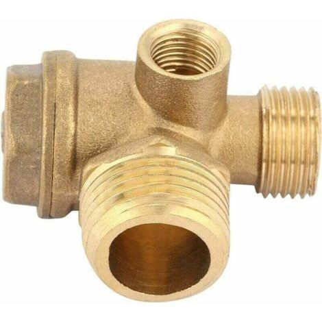Valvola di ritegno per compressore d'aria, valvola di ritegno in ottone a 3 vie per compressore d'aria, valvola di ritegno in ottone con filettatura maschio, strumento di collegamento per tubi, tre co (1/4)