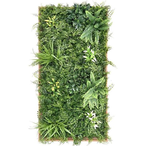 Quadro vegetale sintetico H. 106 x L. 55 cm Cornice Naturale, fogliame Verde - TERAKLA