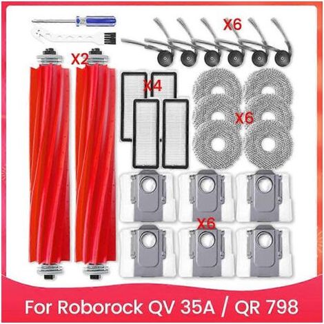 Zubehörset für den Roborock QV 35A / QR 798 Staubsauger: Seitenbürste, HEPA-Filter, Reinigungstuch und Staubbeutel (1/5)