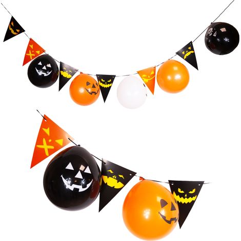 Guirnalda de globos de Halloween, de papel, colores surtidos, con calabazas y colgantes, 3 m (1/5)