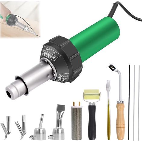 Kit de soudeur en plastique 1600 W, pistolet de soudage à air chaud 100 V avec température réglable et buses multiples pour PVC, TPO, revêtements de sol en vinyle, toiture et réparation de