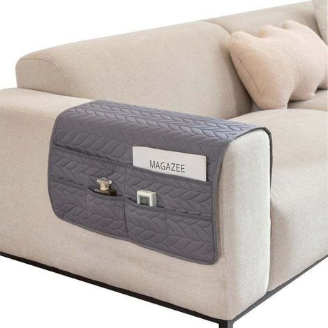 Sac de rangement pour canapé, sac de rangement antidérapant pour canapé, avec 6 poches, peut contenir télécommande, téléphone portable, livres, magazines, tablette. (1/4)