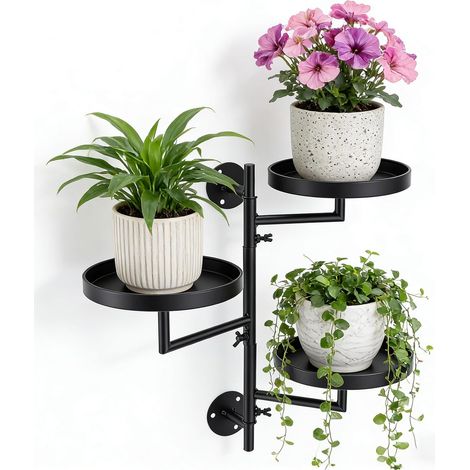 Support Mural pour Plantes, Set de Jardinières, Support Plante Extérieur, Plant Stand Intérieur Extérieur, Étagère à Plantes Haute, Jardinière Multi-Étagères pour Balcon, Salon, Terrasse (1/5)
