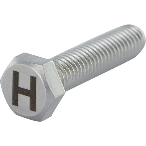 Vis métaux Tête hexagonale TH 8X35 Inox A4 Gravure LETTRE "H"-1 pièce
