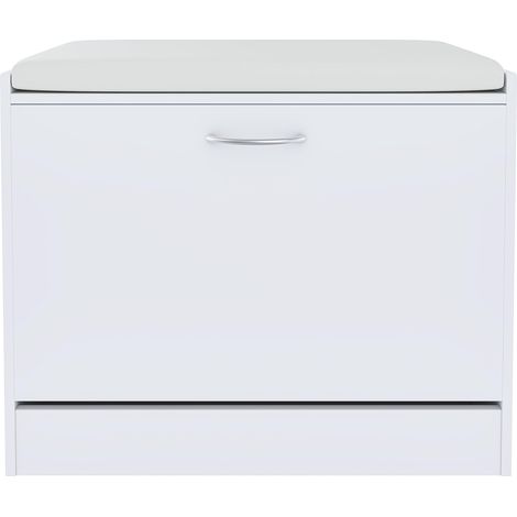 Panca Portascarpe Scarpiera Da Ingresso Piccola Salvaspazio Con Cuscino Anta A Ribalta Seduta Imbottita In Ecopelle Tripla Profondità Soggiorno Casa Camera Ufficio 60 x 30 x 48 Cm Noce - Colore: White (1/5)