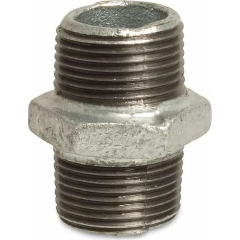 Double mamelon 3/4 pouce, fonte malléable galvanisée (1/2)