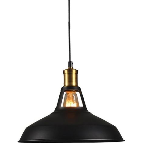Lustre à tête unique (Culot à vis E27) — Suspension en métal style industriel, Luminaire de plafond — Décoration pour salon, salle à manger et bar (1/5)
