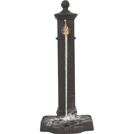 Columna de agua exterior de 33 x 29,5 x 74 cm - Fuente antigua de hierro con grifo - Columna de jardín (1/5)