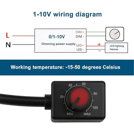 Gebildet DC 0/1-10V Bouton Variateur LED (pas de Scintillement ni de bourdonnement), Variateur Passif Basse Tension de Type pâte PWM pour pilote LED Electronique à Intensité Variable 0-10V ou 1-10V
