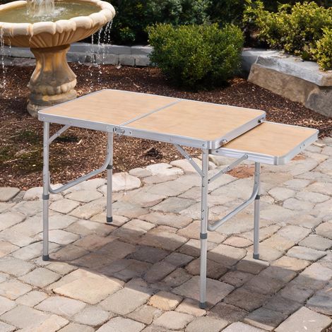 Table de camping pliante 2 niveaux pliable 90 x 60 x 70 cm (1/5)