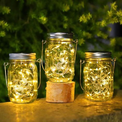 pair Memkey – Lanterne solaire extérieure 3 pièces – 30 LED – IP65 étanche – Panneau solaire haute performance – Décoration jardin arbre terrasse - 30LED