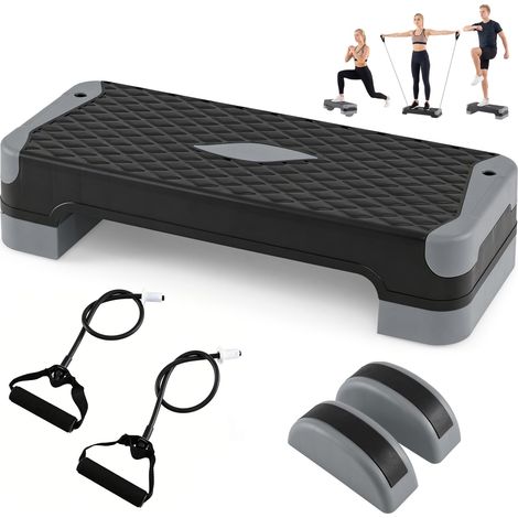 COSTWAY Step Fitness Antiscivolo e Regolabile in 4 Altezze (Grigio) (1/5)