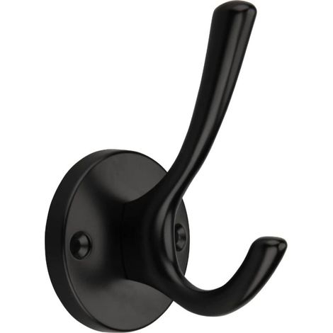 Set of 5 round towel hooks – Matte black hooks for hanging coats, bathroom towel hooks, zinc alloy wall hooks for bath towels, towel holder