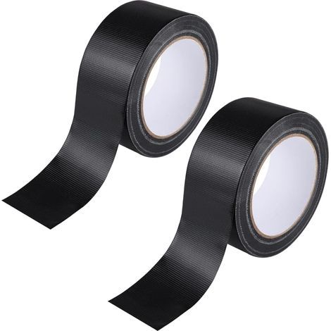 2 Rouleaux Ruban Adhésif Toilé Waterproof, Ruban Adhésif Toilé Noir, Duct Tape, Imperméable Réparations et Bricolage pour Tous Types Réparations Consolider Colmater Connecter, 30 mm x 50 m (1/5)