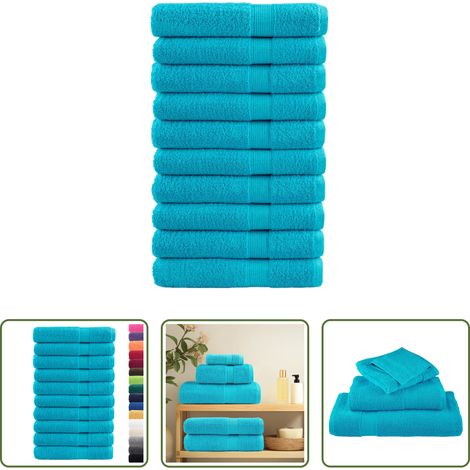 Saunatücher - Premium-Saunatücher SOLUND 10 Stk. Türkis 80x200 cm 600 g/m² (1/5)