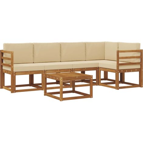 Outdoor Sofa Set with Cushion 6 pcs Natural and Beige vidaXL (1/5)