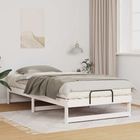 vidaXL Struttura del letto Bianco 100 x 210 cm Pino massello (1/5)
