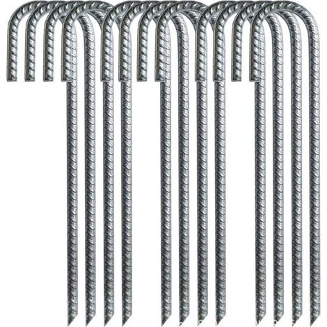 Picchetti da terra XL argento per tenda, confezione da 10, zincati, 30 cm, acciaio elettrozincato (1/3)
