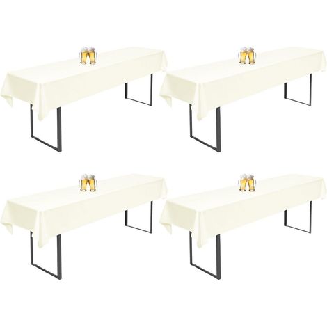 4er Set Biertisch Hussen Elfenbein 260x110cm, waschbar, für 50/70cm Tische