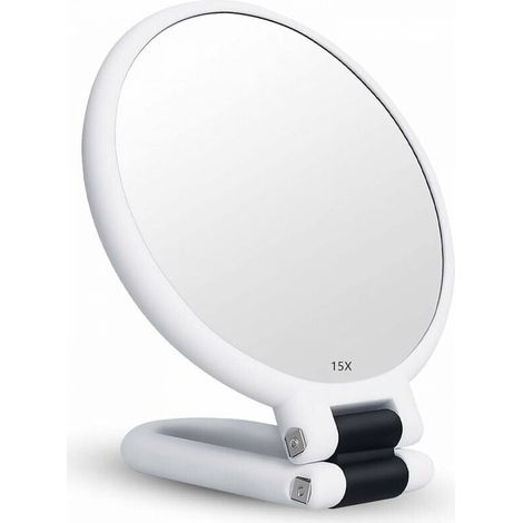 Miroir grossissant x15 miroir pliant double face pour divers détails de maquillage (blanc) (1/5)