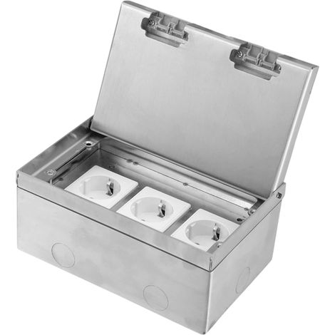 Prise de Sol Encastrée Invisible,16A AC250V 4000W Prise en acier inoxydable,Kit de Prises de Sol avec 3 Prises Standard de l'UE - Prise Électrique au Sol pour la Maison (1/5)