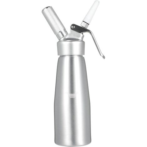 Sifone per crema professionale - Dosatore per crema - 500 ml - Alluminio per uso alimentare - Con 3 ugelli - Per mousse alla crema e decorazione di dessert (1/5)
