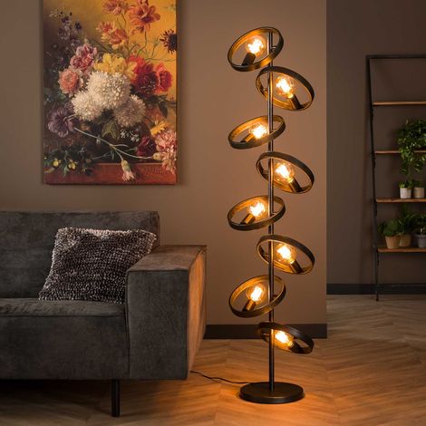 Lampadaire design industriel en métal avec anneaux ERVO 2 (1/5)