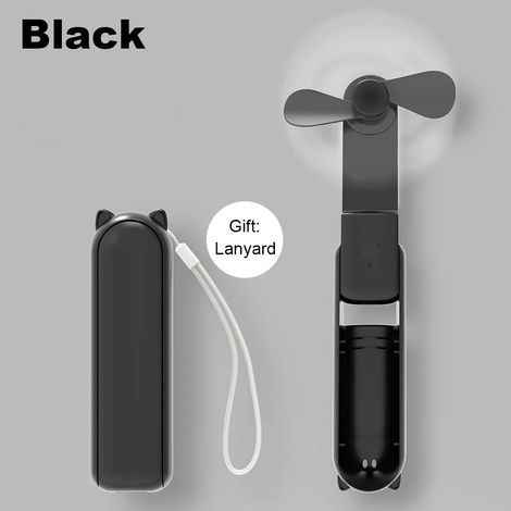 Ventilateur portable 2000 mAh rechargeable par USB, 3 vitesses, mini ventilateur pliable de poche, idéal pour les voyages, avec batterie externe intégrée.-AquaForge (1/5)