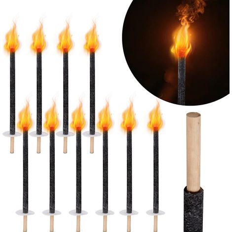 Randaco 10x Antorcha de jardín 42cm Antorchas para fiestas Antorchas de cera para bodas Mango largo tiempo de combustión