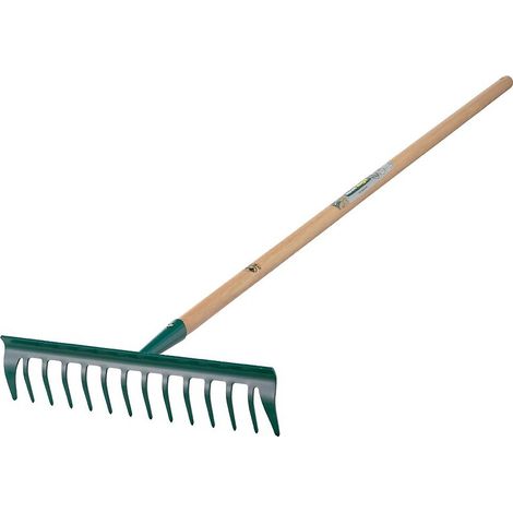 Leborgne – Râteau Duopro 14 dents courbes – Manche en bois certifié PEFC – Dents latérales renforcées pour usage intensif