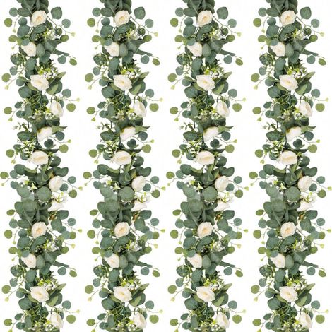 Set of 4 artificial flower garlands, wedding rose vine garlands, eucalyptus garland, hanging party decoration, Champagne