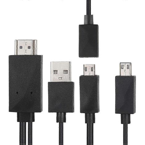 Câble adaptateur TV haute définition Micro USB MHL vers HDMI multifonction de 1,8 mètre, prenant en charge la sortie Full HD 1080p. (1/4)
