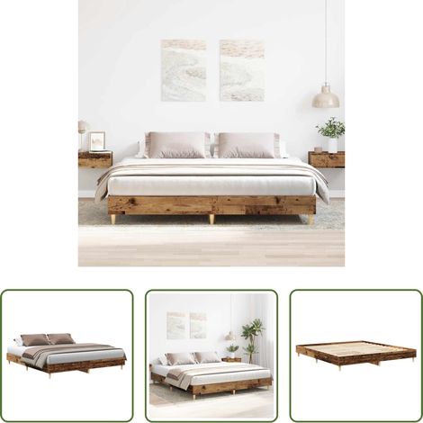 Holzwerkstoff - Bettgestell ohne Matratze Altholz-Optik 180x200cm Holzwerkstoff (1/5)