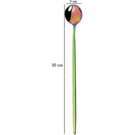 Ensemble de 4 cuillères à glace, dessert et thé en acier inoxydable à long manche (20 cm), cuillères à café colorées, couverts de cuisine ENRmulticolores (1/5)