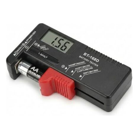 Testeur de Piles Numérique Universel (BT-168D), Vérificateur Batterie avec Écran LCD Précis pour AA AAA C D 9V (Contacts Latéraux) et Boutons 1.5V -
