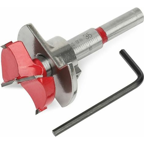 Cortador de bisagras para puertas y muebles, cortador de agujeros para madera de 35 mm con tope de profundidad (10-40 mm) (1/5)