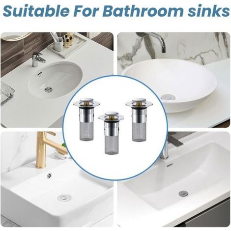 Bonde lavabo universelle - Lot 2 - 34-40mm pop-up anti-bloqué - Pour baignoire cuisine Aucuneary (1/4)