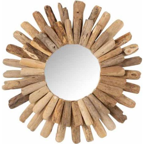 Miroir Mural Design "Bois Flottant" 55cm Naturel
