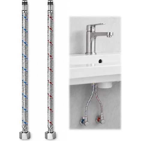 Lot de 2 tuyaux de raccordement G3/8 x M10, 60 cm, tuyau flexible pour robinet (1/5)