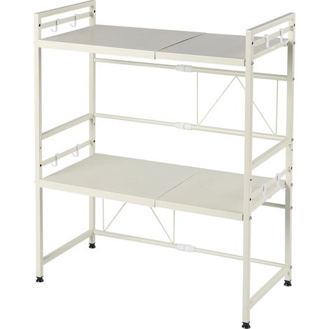 3 Tier Extendable Metal Kitchen Over the Microwave Oven Rack Toaster Shelf Stand