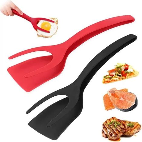 Pince spatule coquille d'œuf, pince de cuisine à poignée rabattable 2 en 1, résistante aux hautes températures et sans BPA. (1/5)