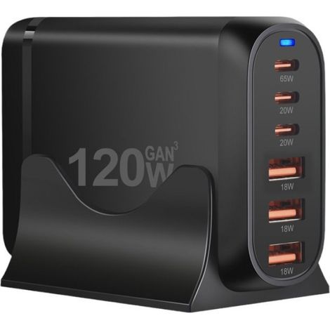 Chargeur multifonctionnel, charge rapide PD haute puissance 120 W, chargeur multiport PD pour téléphones portables et ordinat（Y25） (1/5)