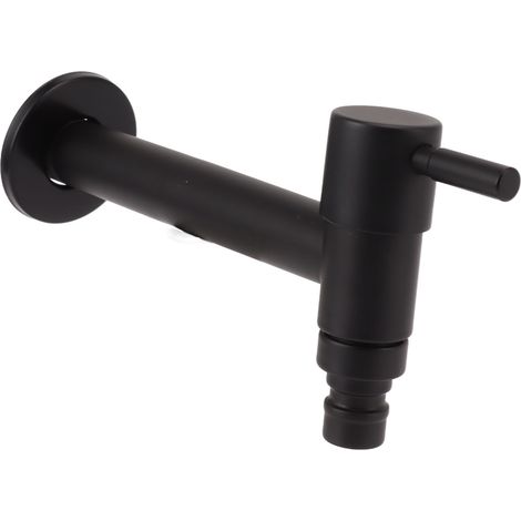 Wandarmatur G1/2 für Kaltwasser, aus Edelstahl 304, Einhebelmischer, schwarz, für Bad und Garten, kompatibel mit Waschmaschine. (1/5)