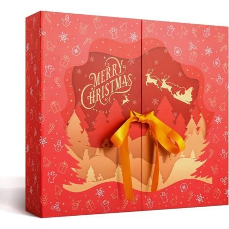 Calendrier de l'Avent 2025 24 jours boîte remplie de calendrier de l'Avent vide calendrier de Noël rouge boîte cadeau de Noël vide pour cadeaux de Noël décoration de Noël-ARCAN (1/4)