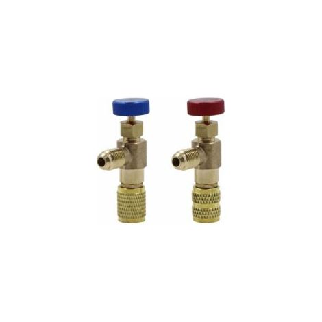 Soupape Sécurité Liquide Vanne Climatisation - Flow Valve Adaptateur Connecteur en Laiton Raccord pour R410 R22 Air Conditioning Débit Tuyau Remplissage Réfrigérant, 2 Pcs-Crezuo