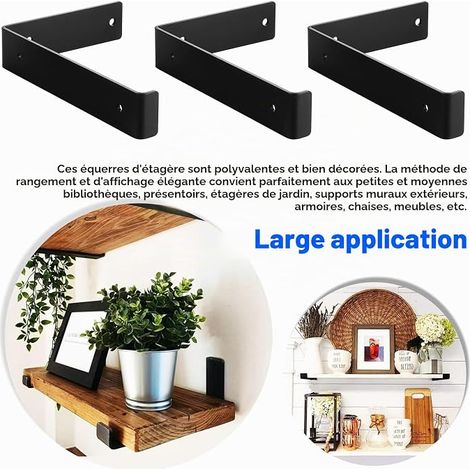 Floating Shelf Brackets - 200mm - Wall Mounted, Black Industrial Shelf Brackets (1/4)