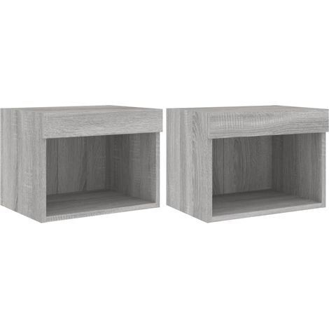 Maison Exclusive - Wand-Nachttische mit LED-Leuchten 2 Stk. Grau