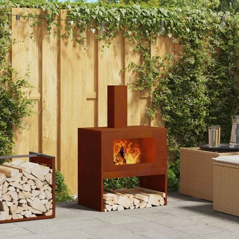Feuerstelle Braun 60 x 40 x 96 cm Wetterfeststahl